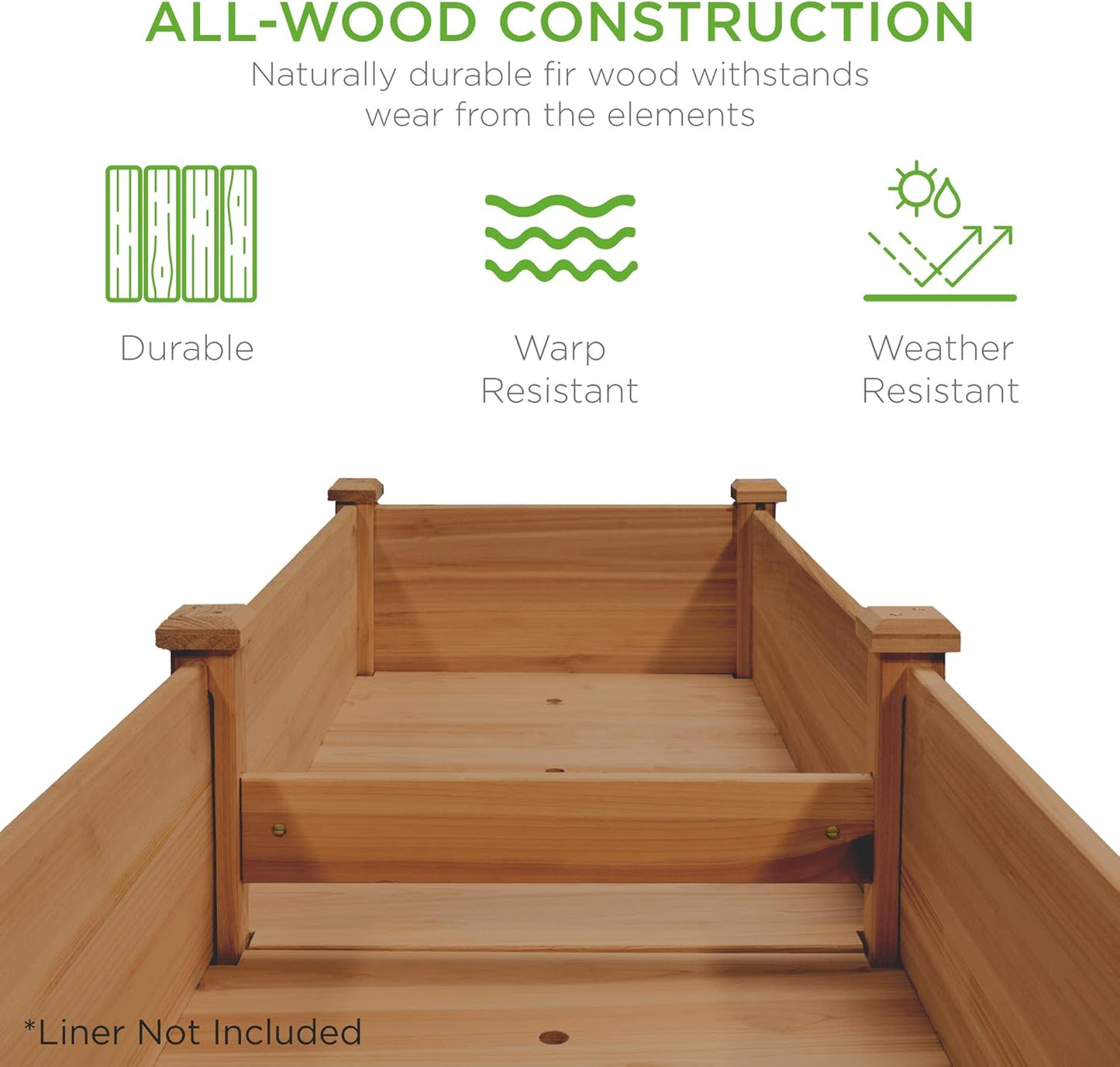 Best Choice Products 72x24x30in Raised Garden Bed, Elevated Wood Planter Box Stand for Backyard, Patio, Balcony w/Divider Panel, 6 Legs, 300lb Capacity - Acorn Brown