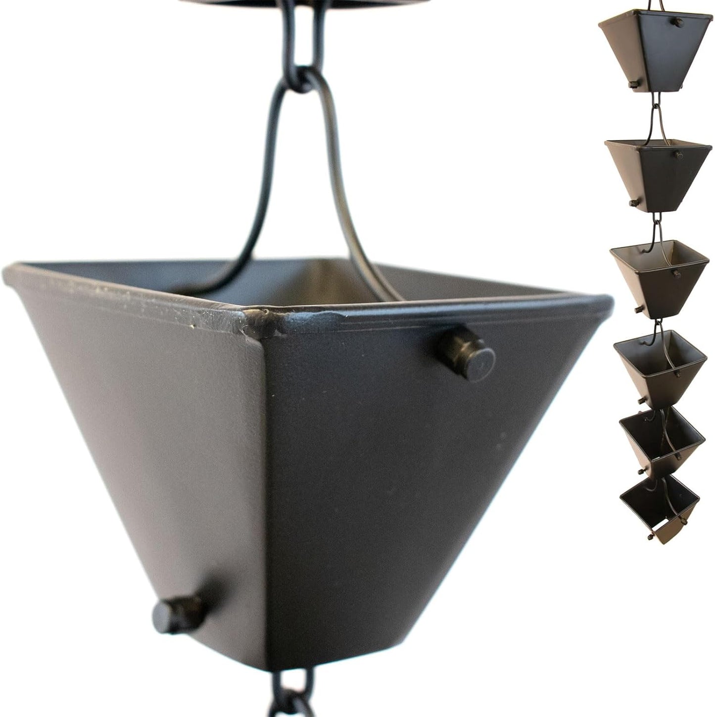 Nutshell Stores Medium Square Cups Rain Chain - Black - 8 Feet