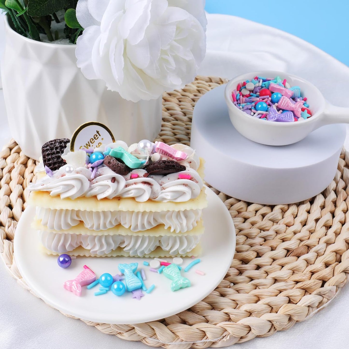 Mermaid Sprinkles for Cake Decorating, Mermaid, Jimmies, Confetti & Pearl Sugar Mix for Cupcakes, Ice cream, Cookies and Donuts Toppings