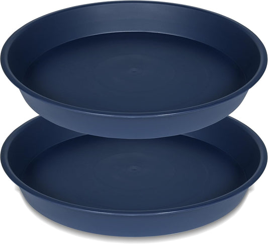 2 Pack of 16 17 inch Plant Saucer (15 inch Base), 2.3" Depth, Plant Trays for Pots, Plastic Plant Saucers for Indoors, Flower Pot Drip Trays for Planter (17", Blue)