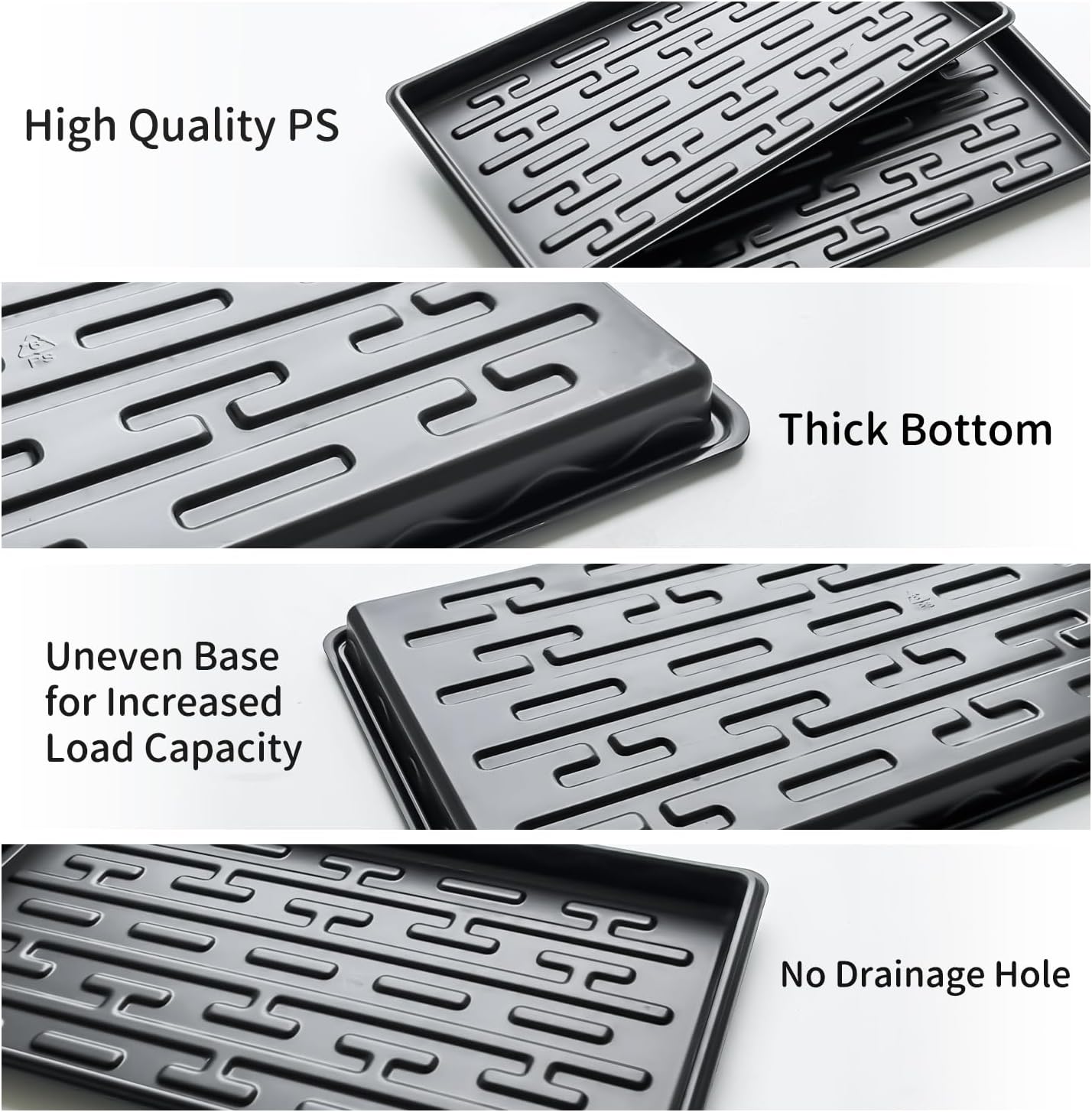 Shallow 1020 Nursery Flat Trays Specialized for Holding & Carrying 200 Cell Plug Seedling Trays (Height is 1.3"),Microgreen Germination Trays,10 Pack, No Holes (YB01, 10Pcs)