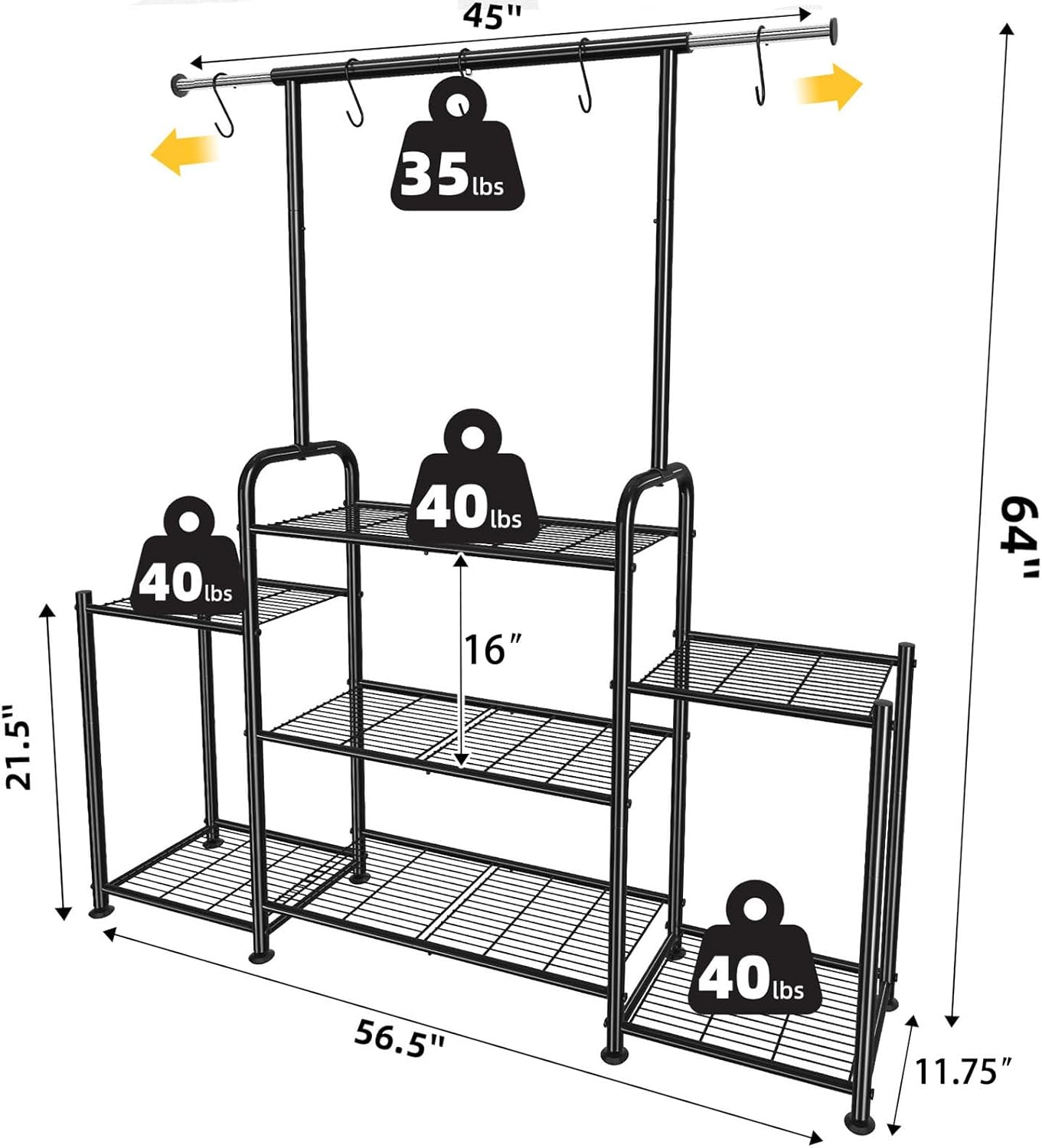 Simple Trending Plant Stand Indoor Outdoor, Metal 3 Tier Tall Hanging Plant Shelf for Multiple Flower Planter Large Heavy Duty Ladder Plant Holder for Garden, Black