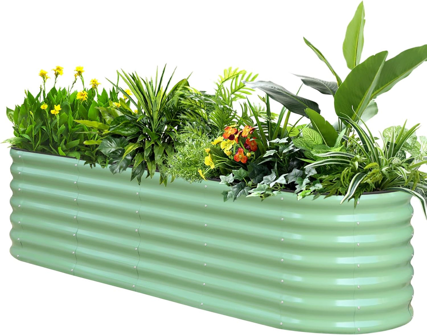 SnugNiture 8x2x2ft Raised Garden Bed Kit, 24" Tall Outdoor Metal Raised Planter Box for Planting Plants Vegetables Flowers Fruits, Green