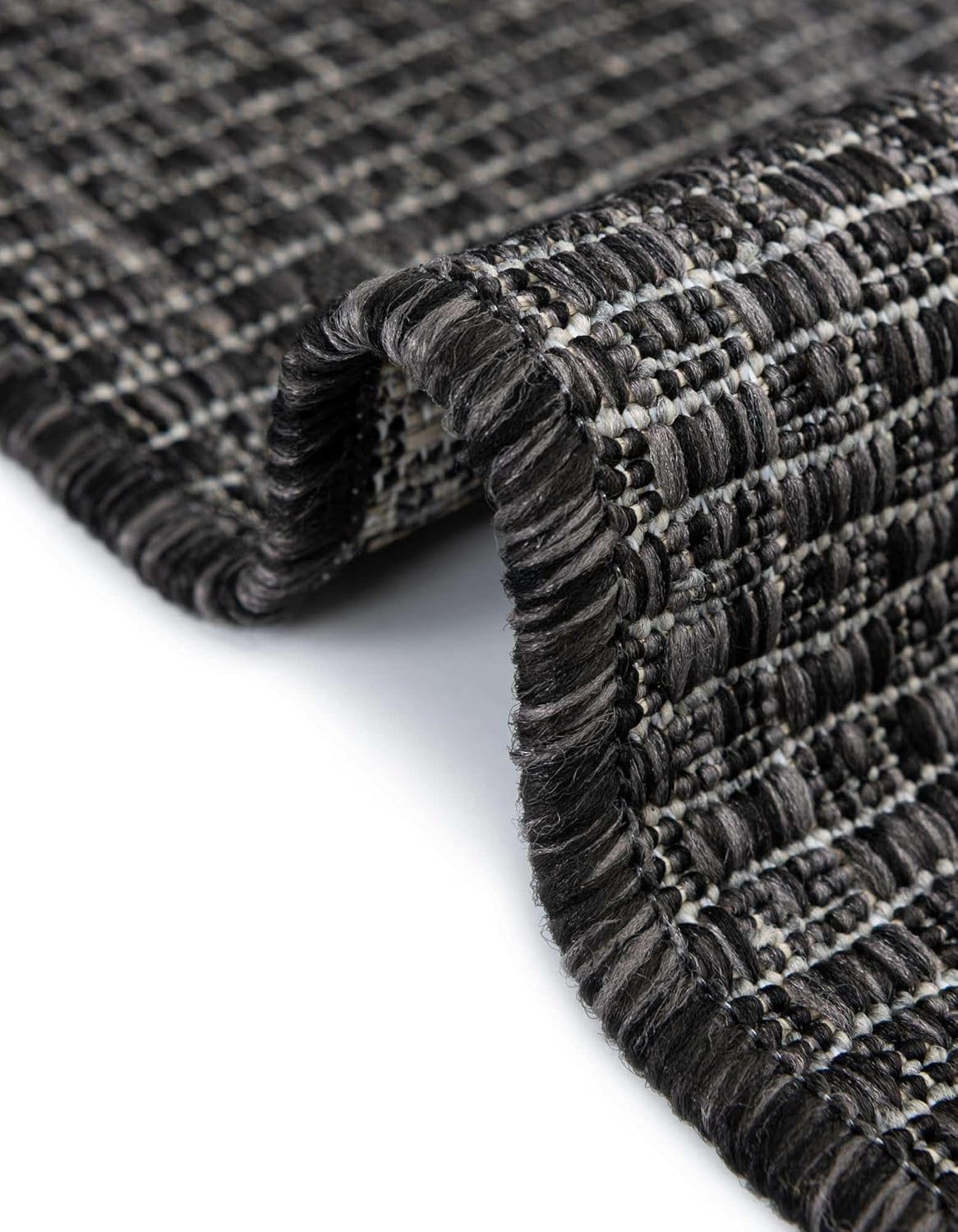 Unique Loom Collection Casual Transitional Solid Heathered Indoor/Outdoor Flatweave Area Rug (2' 7" x 4' 1" Hearth, Black/Ivory)