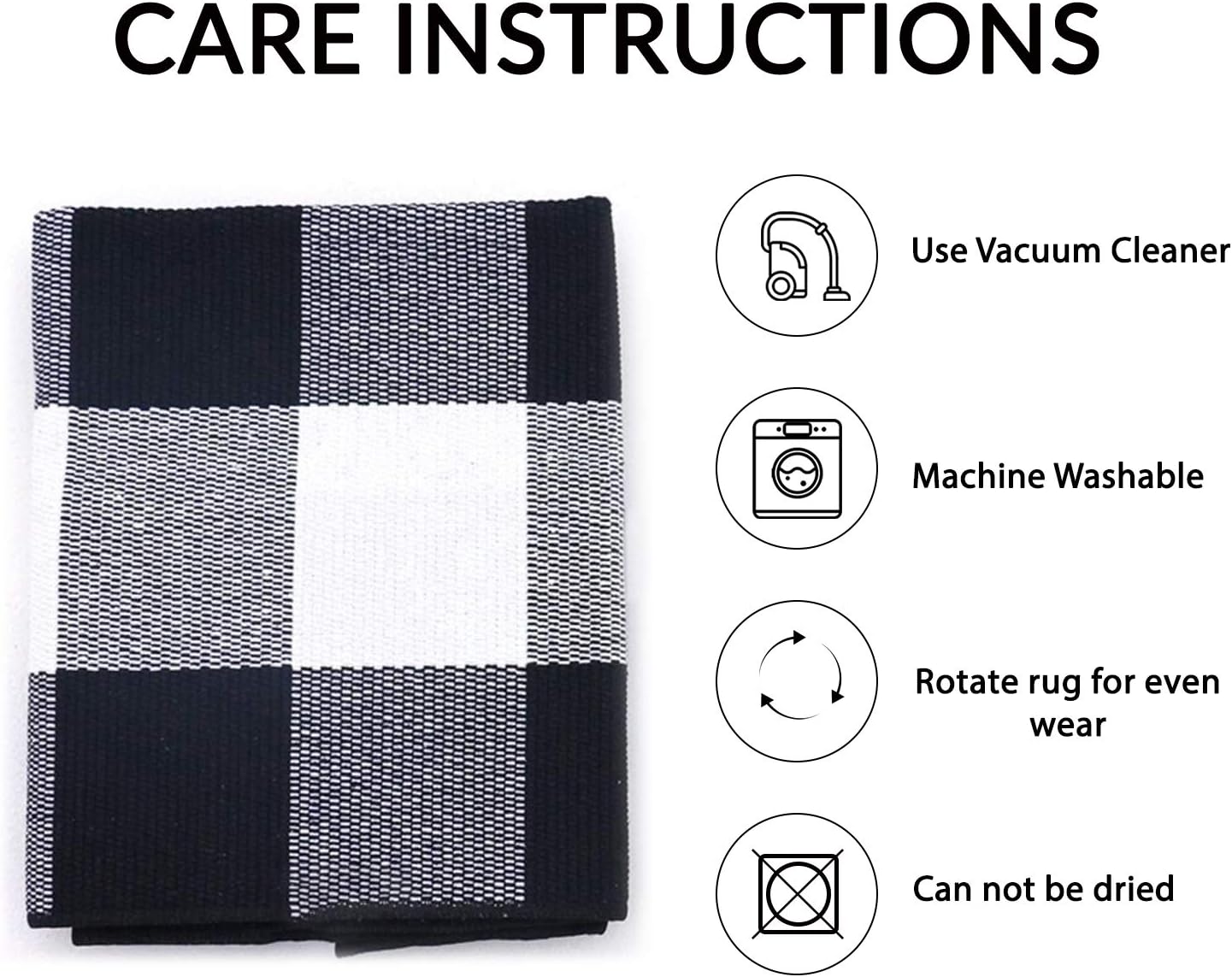 IOHOUZE Buffalo Plaid Checkered Rug 2x4.3 Ft Front Door Mats, Washable Area Rugs for Front Porch Decor, Spring Summer Welcome Mats Outdoor, Black White Rug for Farmhouse/Entryway/Home Entrance