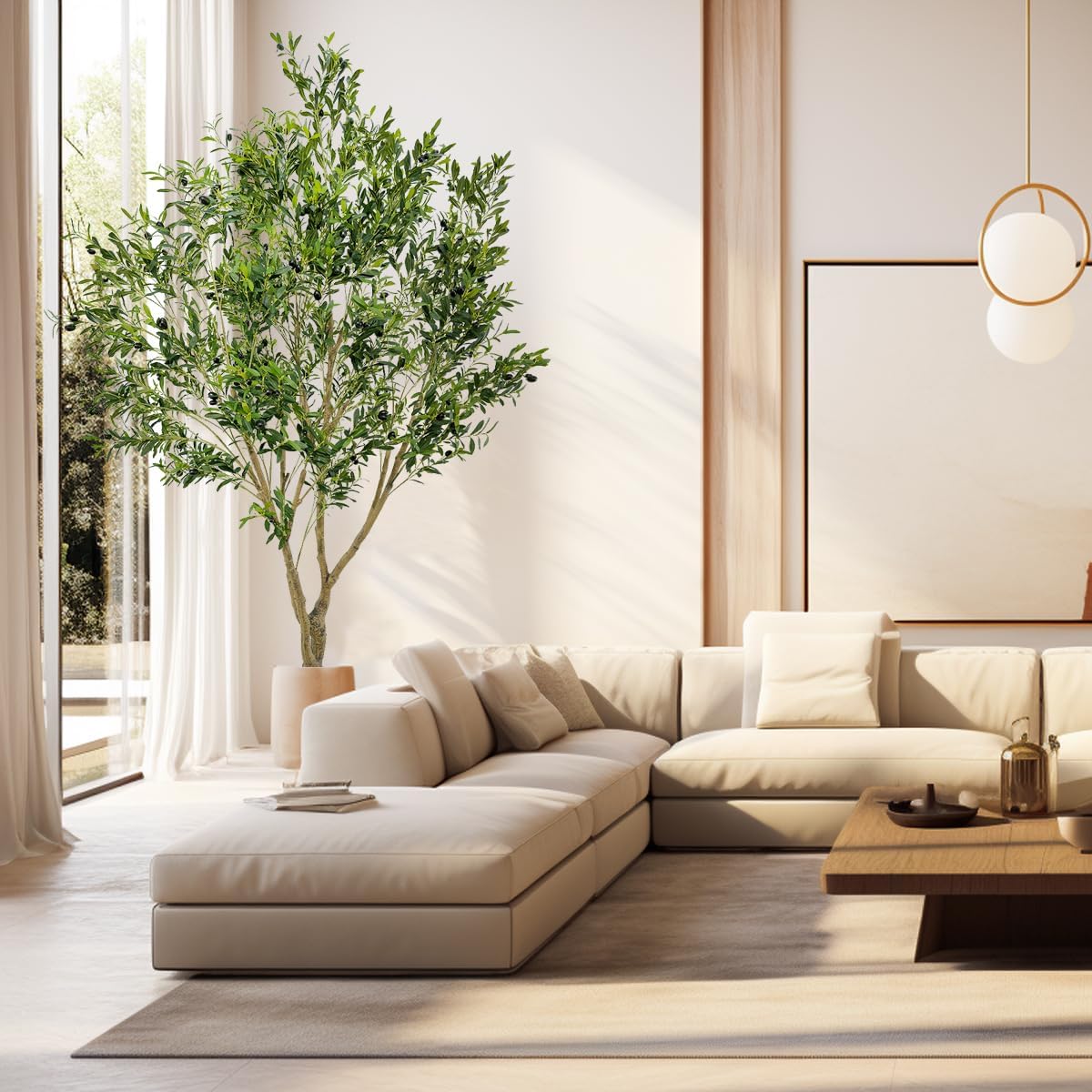 Artificial Tree Faux Olive Tree 8ft Tall Fake Olive Plant in Pot Fake Silk Tree Faux Plants Indoor