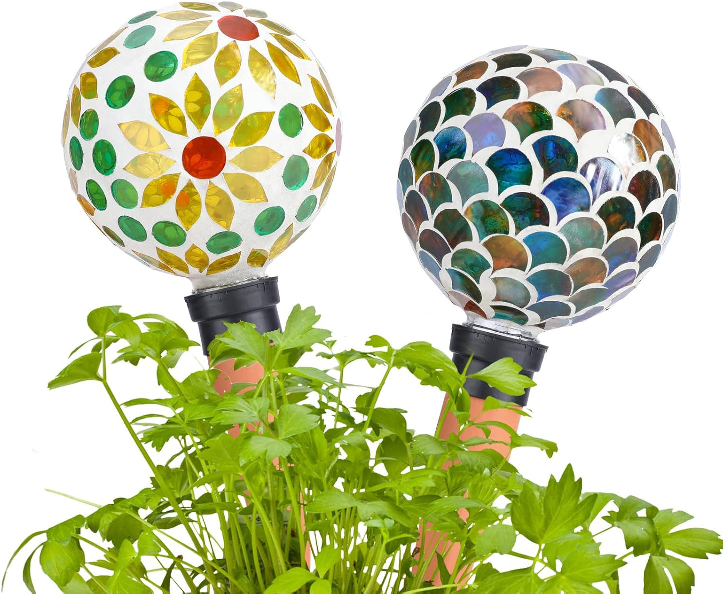 Plant Watering Globes Mosaic Self Watering Spikes 2 Pack for Indoor Outdoor Plants Automatic Plant Waterer Plant Watering Devices for Vacations Pot