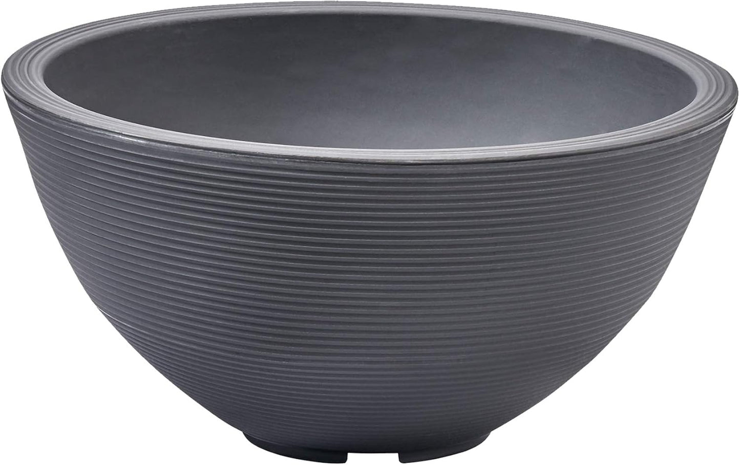 Crescent Garden Delano Bowl Planter, Large Outdoor Round Shallow Plant Pot for Water Garden, Bonsai Plant Pots, Succulents with Drain Hole - Double Walled Bowl Lotus Pot, 34" W (Slate)