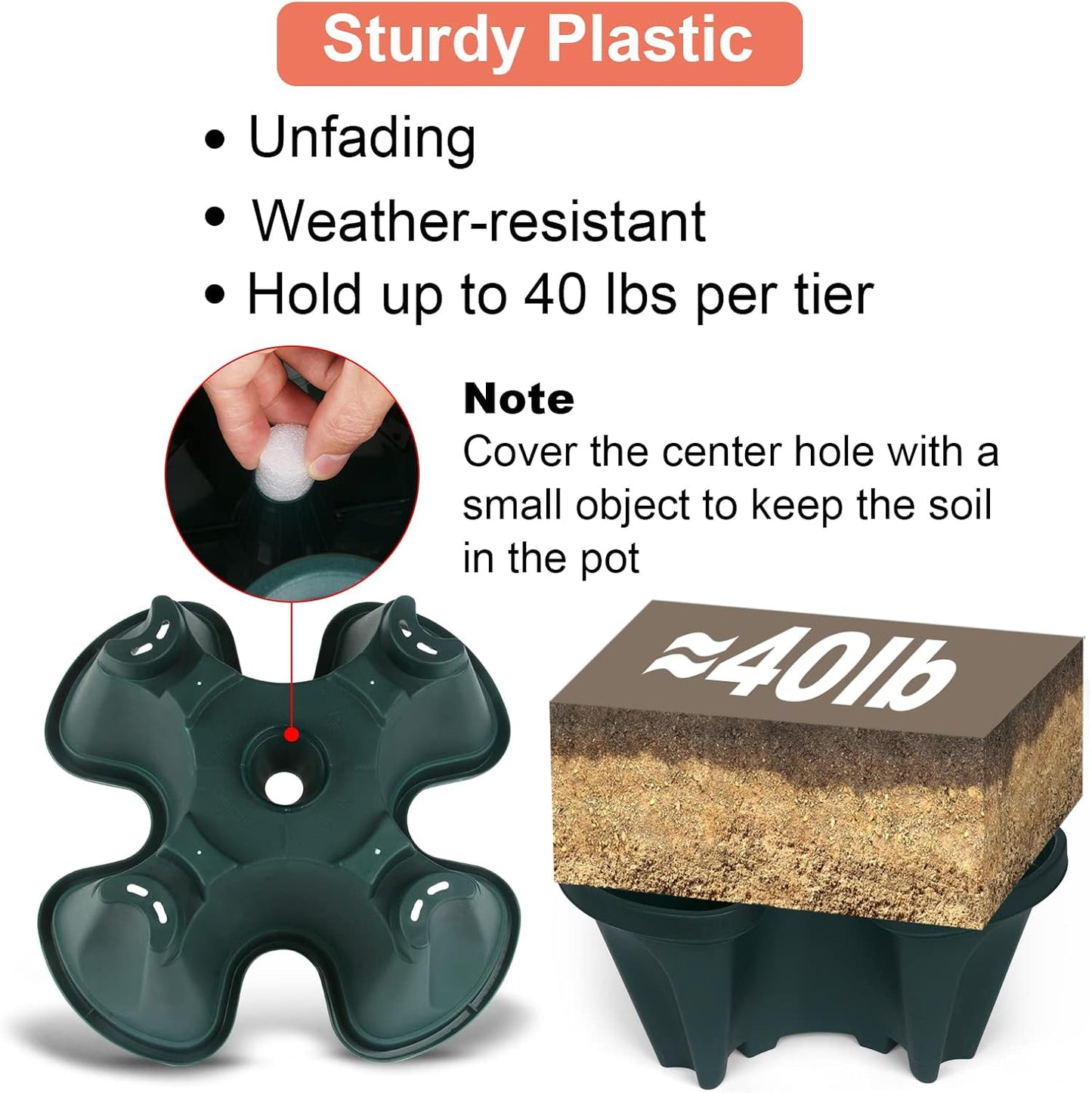 Vertical Planter 7 Tier Stackable Planters Garden Planters Strawberry Herb Flower and Vegetable Planter Indoor Outdoor Gardening Pots with Removable Wheels and Tools