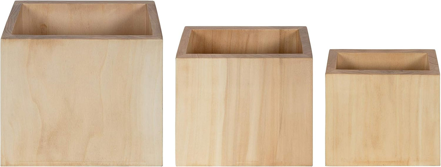 Kate and Laurel Domio Wall Hanging Planter Shelves, Set of 3, Natural Wood, Geometric Nesting Planter Collection