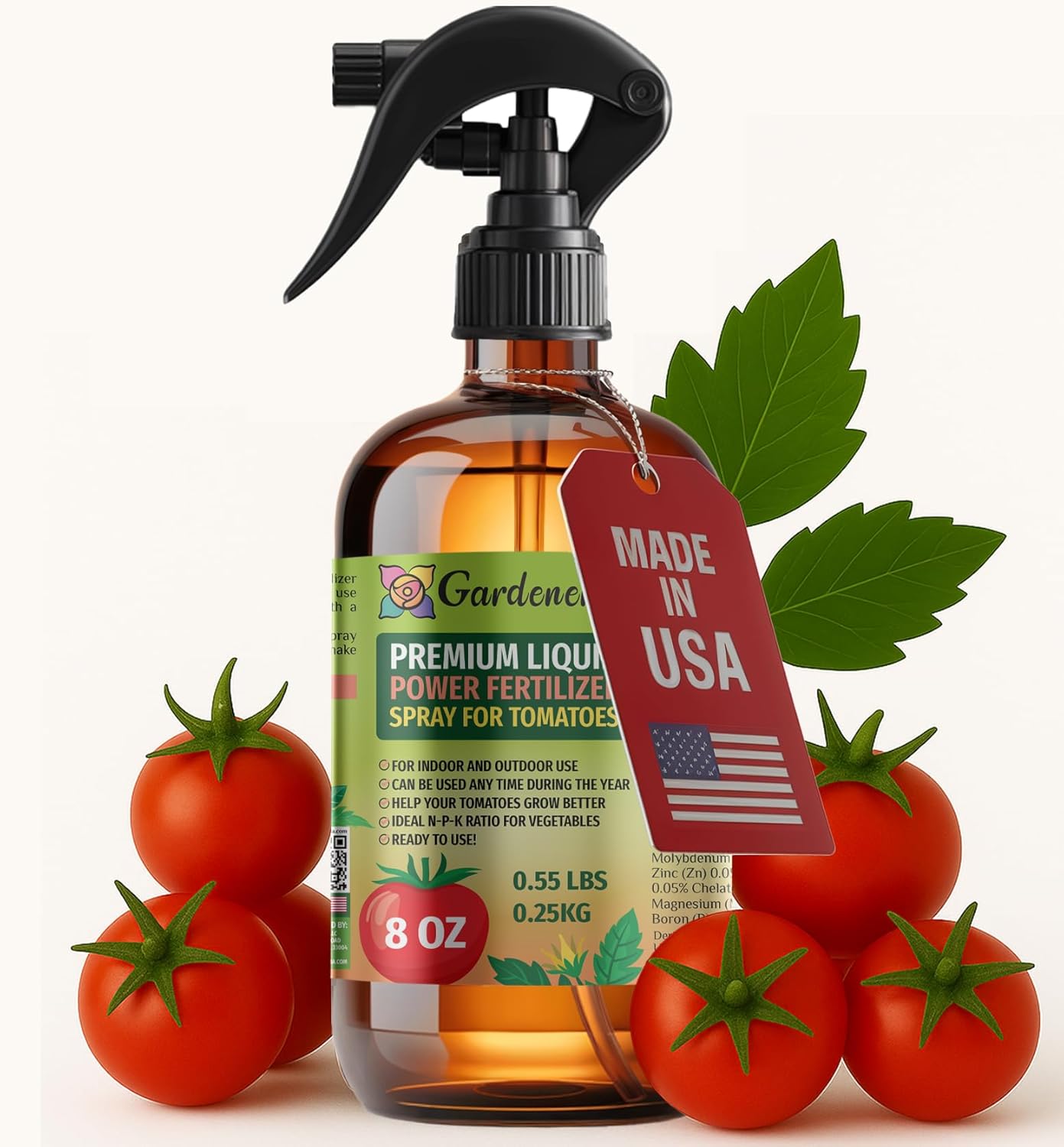 Liquid Power Tomato Fertilizer Spray – Ready-to-Use Liquid Plant Food Mist for Tomato – Premixed, Easy Application – Fast-Acting Formula for Growth, Roots & Yield – Indoor & Outdoor Use – 8 oz