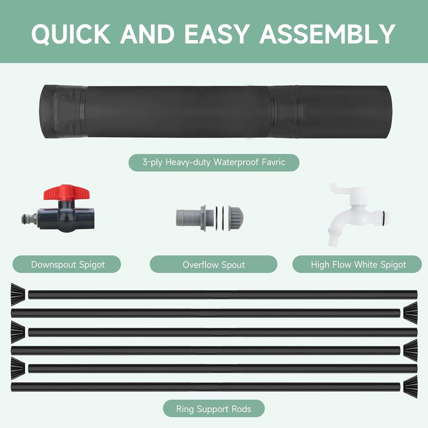 Collapsible Rain Barrel Water Storage Containers-100 Gallon Portable Rainwater Collect System Water Tank to Collect Rainwater from Gutter Downspout Water Catcher with Spigots,Filter＆Overflow Kits