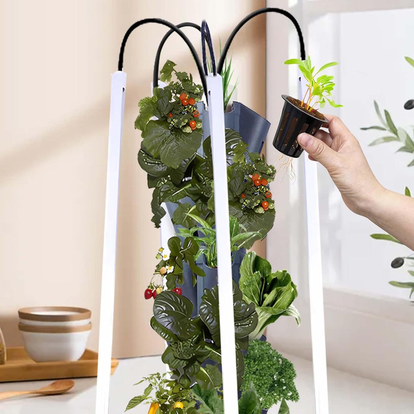 Hydroponic Growing System with Grow Lights, Indoor Gardening System, Grow Plant Food at Home with 40 Pieces at a time for Fruits, Vegetables, Herbs, and Miniature Greens (No Seedlings Included)