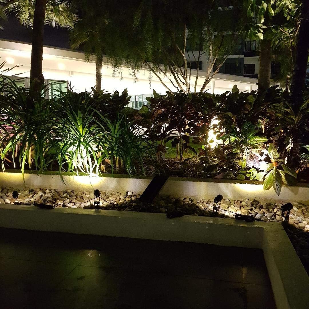 4-Spotlight Mini 50X Solar-Powered LED Spotlight (Warm White LED), Black Finish, Outdoor Garden Yard Landscape Downlight