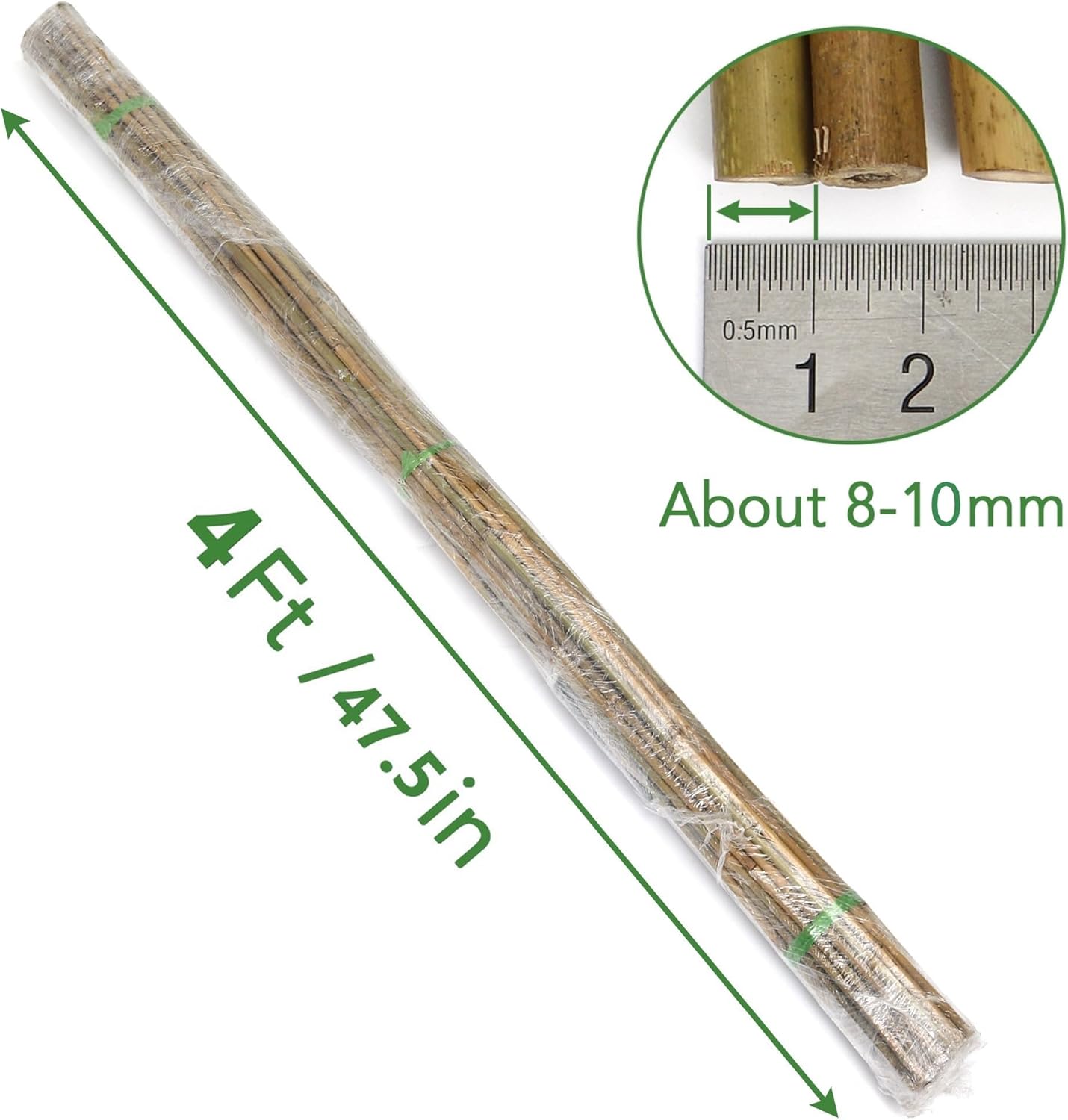 SWANGSA 55 Pack Bamboo Stakes 4 Feet, Garden Stakes for Plants Support, Tomatoes, Beans, Flowers, Climbing Plants, Indoor and Outdoor