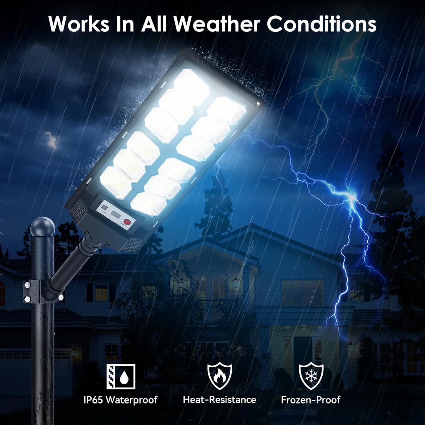 4-Pack Solar Street Lights Outdoor, 13000LM 6500K Waterproof LED Solar Flood Lights with Motion Sensor, Dusk to Dawn Solar-Powered Light for Outside, Security Lights for Parking Lot Yard Driveway