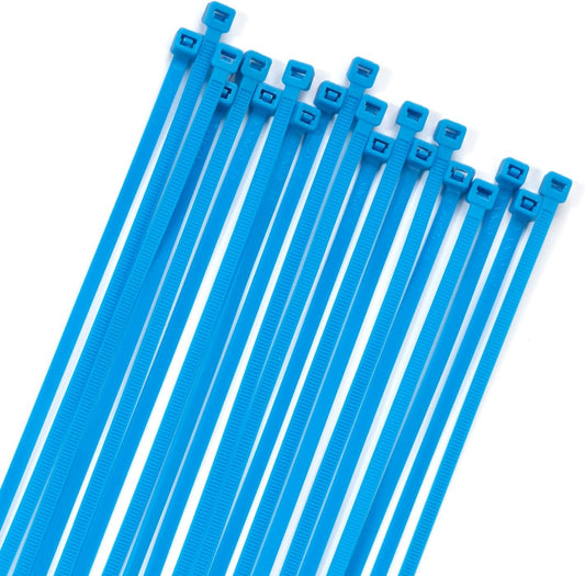 XINGO 100PCS Cable Zip Ties Heavy Duty, Premium Nylon Plastic Wire Ties with 50 Pounds Tensile Strength, Self-Locking Black Nylon Zip Ties for Indoor and Outdoor (12 inch, Blue)