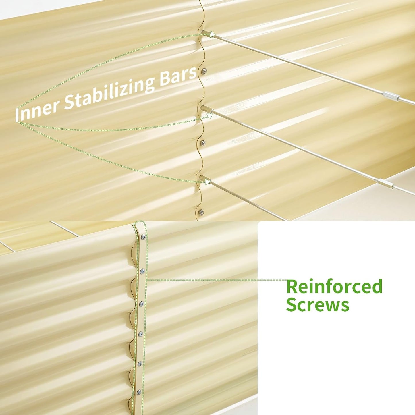 Land Guard 8×4×2ft Galvanized Raised Garden Bed, Planter Boxes Outdoor, Raised Garden Beds Outdoor for Vegetables, Flowers, Herbs, 479 Gallons, Cream Yellow…