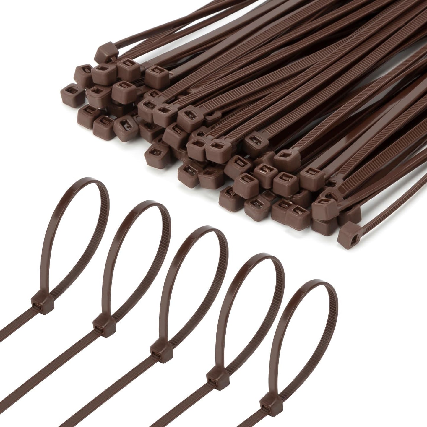 8 Inch Brown Zip Tie 1000 PCS, 40 Lbs - Small to Medium Zip Tie, Nylon PA66 UV Resistant Cable Tie Heavy Duty for Indoor and Outdoor Use - Ideal for bundling and securing objects
