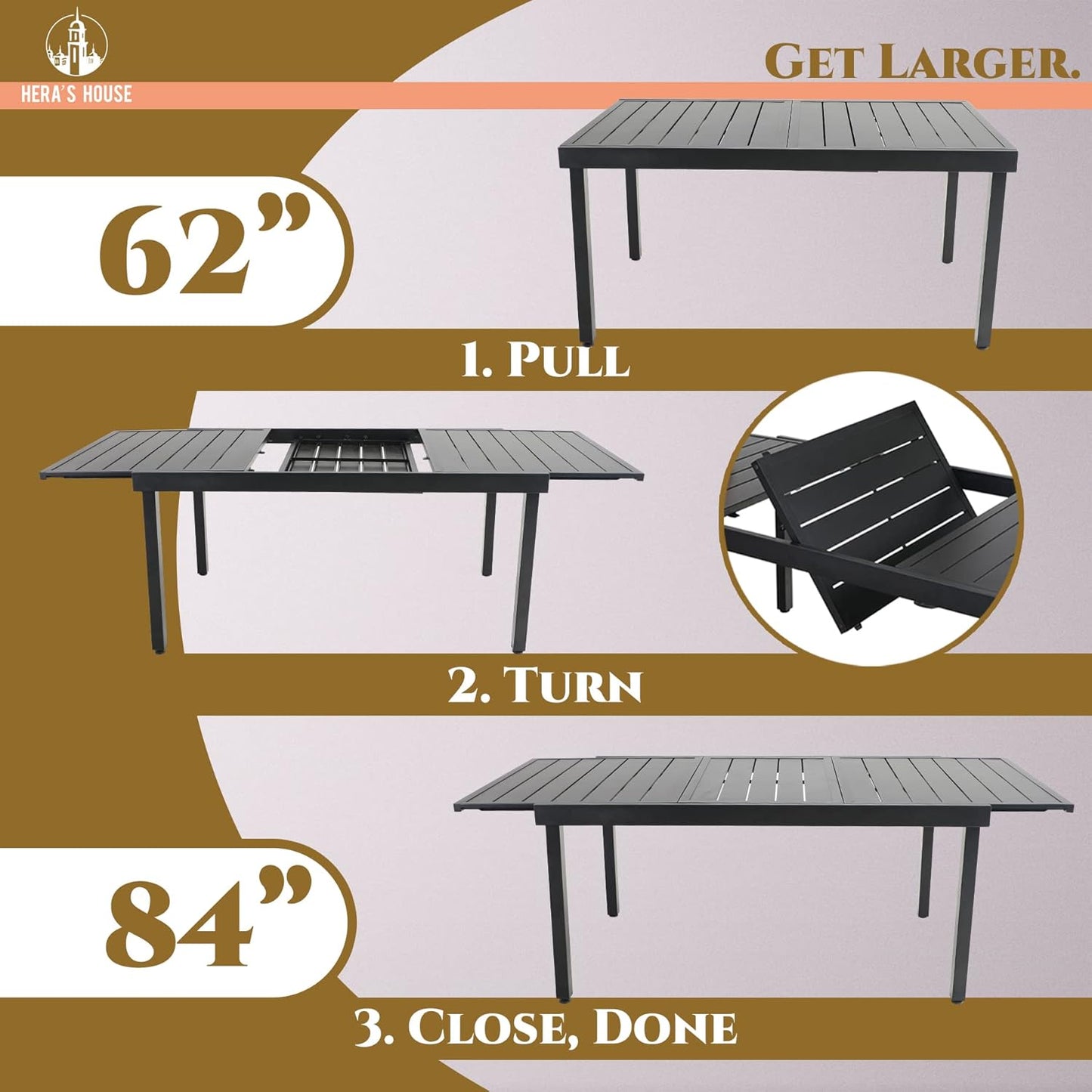 HERA'S HOUSE 9 Pieces Patio Dining Set, Outdoor Table Chairs Set for 8, 8 x Dining Red Chair and 1x Extendable Metal Dining Table for Patio, Lawn, Garden, Porch