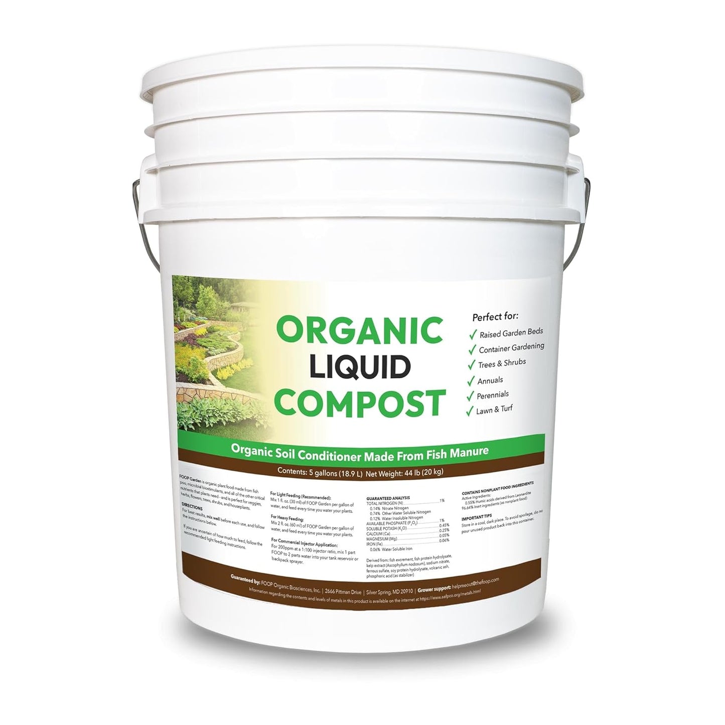 Organic Liquid Compost: Fast-Acting Alternative to Messy and Smelly Composting | Perfect for Annuals & Perennials, Trees & Shrubs, Lawn & Turf, and Fields & Pastures (5 Gallons, Treats Up to 2 Acres)