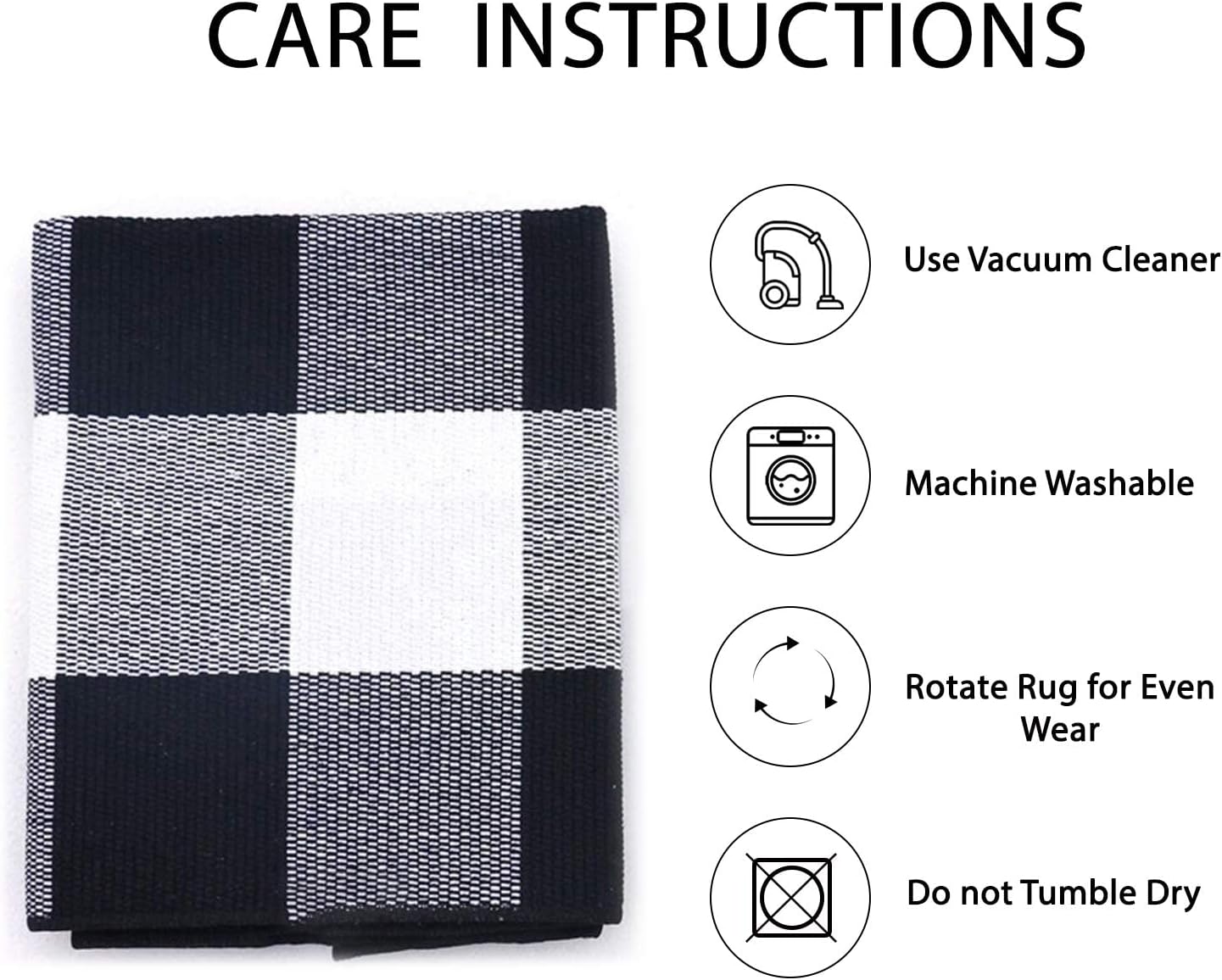 IOHOUZE Buffalo Plaid Rug 5x7 Ft Indoor Outdoor Rug, Washable Rugs for Living Room, Spring Summer Welcome Mats Outdoor, Black White Rug for Farmhouse/Entryway/Home Entrance