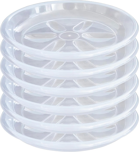 6 Pack of Plant Saucer 10 inch, Heavy Duty Clear Plastic Plant Trays, Plant Pot Saucers, Plant Water Tray for Planters