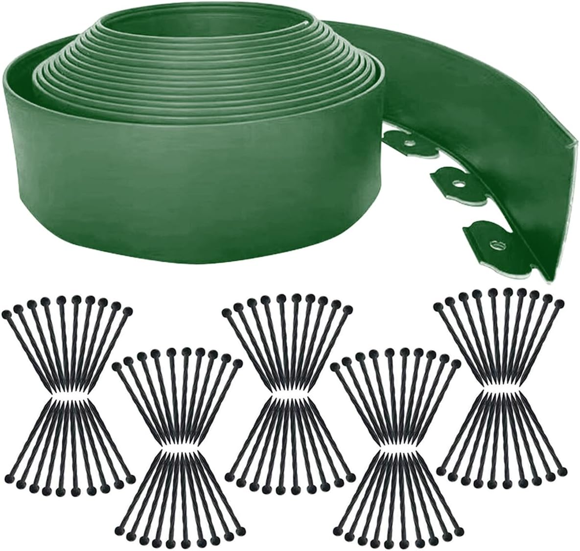 Landscape Edging 66FT,Garden Edging Borders [Extra Tall 4IN High] with 100 pcs Plastic Stakes, Lawn Edging Flexible DIY Fence for Landscaping,Flower Bed,Grass,Gravel,Tree Surrounding-Green