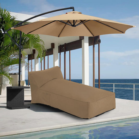 Modern-Depo Outdoor Chaise Lounge Chair, Sunbed UV Resistant Sofa Couch Patio Furniture Waterproof Outside Sunlounge Reclining Sunbathing Bed Comfy Single Chaise Daybed for Garden, Pool, Beach, Beige