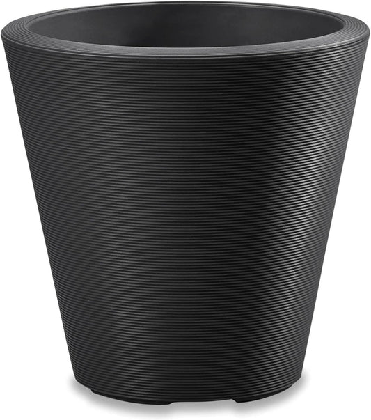 Crescent Garden Madison Planter– Weather-Resistant, Double Walled Indoor/Outdoor Plant Pot with Drain Hole – Durable All-Season Flower Container, 20" W (Caviar Black)