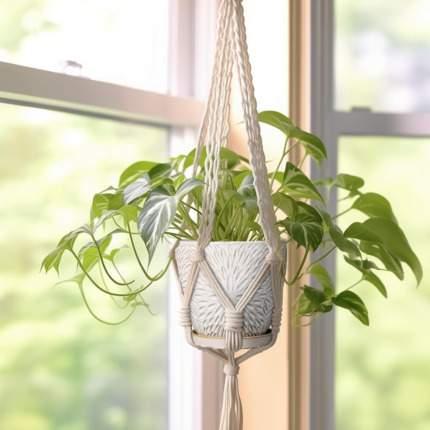 G EPGardening 6 Inch Plant Pot for Indoor Plants Outdoor Round Ceramic Planter Decorative Flower Pot with Drainage Hole and Saucer White