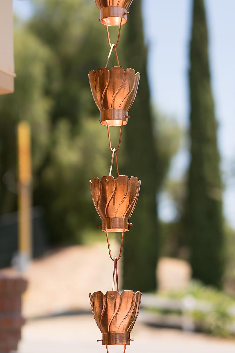 Monarch Rain Chains Pure Copper Akira Rain Chain, 8.5 ft Decorative Rain Catcher Chain for Gutters, Large Rain Chains for Outside, Rain Gutter Replacement Downspout