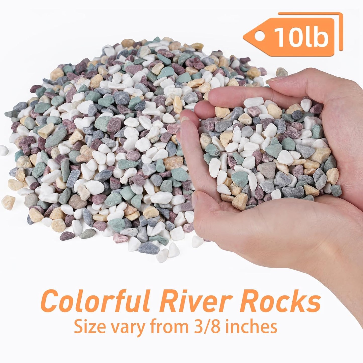 10 lbs Pea Gravel for Plants, Aquarium, Fish Tank, 3/8 inch Decorative Pebbles for Indoor Plants, Succulent, Bamboo, Vase, Drainage Rocks for Potted Plants, Top Dressing, Mixed Color
