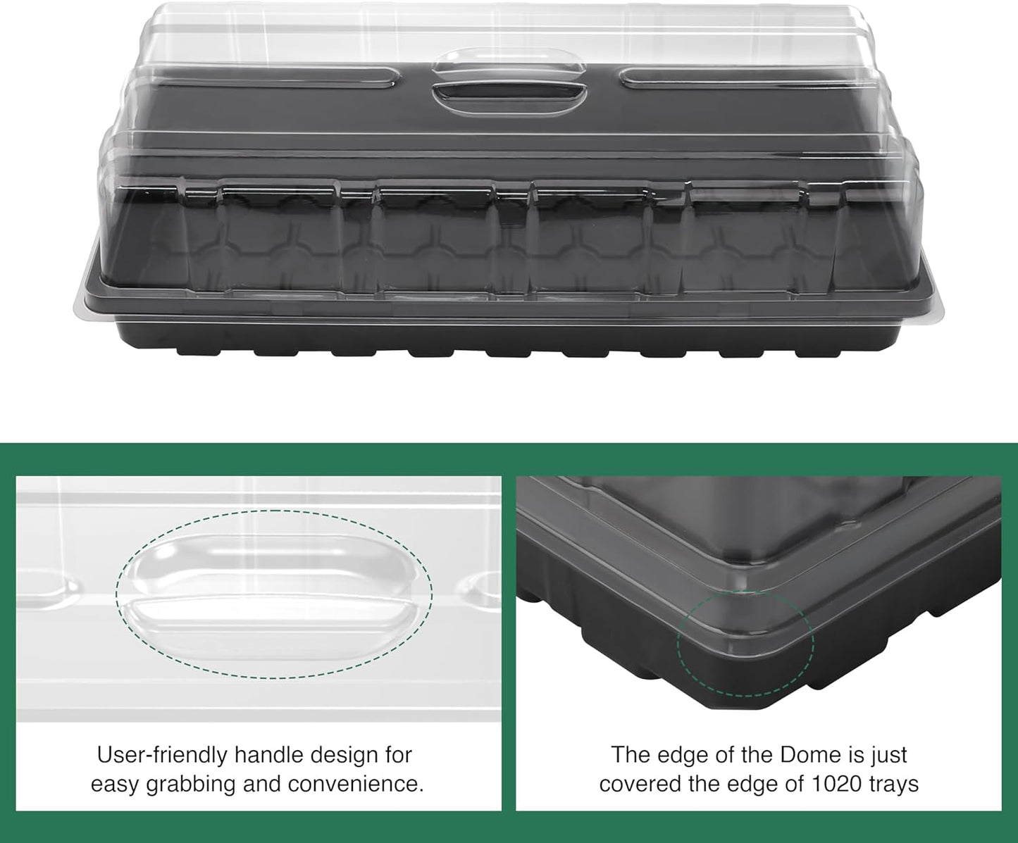 MIXC 10 Pack Humidity Dome 3.6" Extra Strength, Clear Seed Starter Dome 1020 Tray Covers Humidifying and Insulating for Greenhouse Germination and Garden Growing