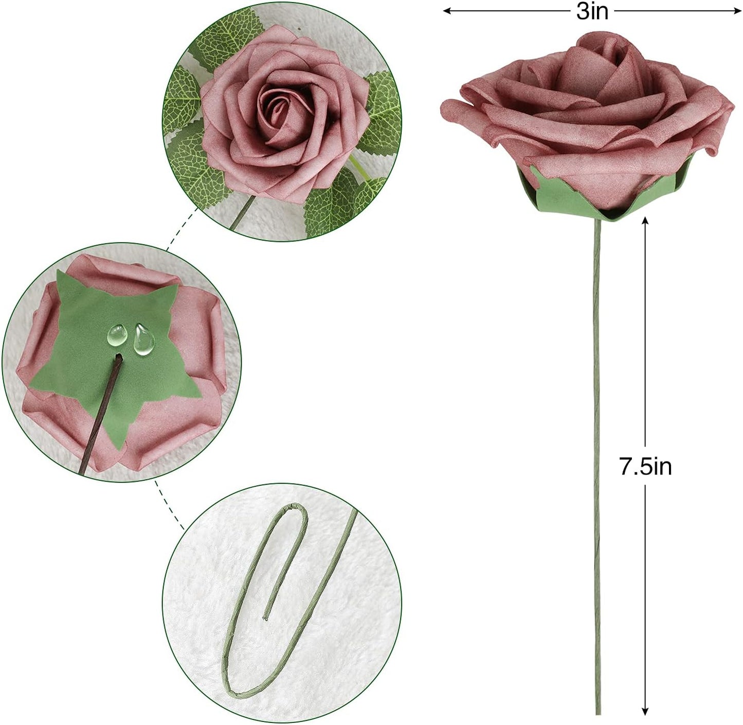 AmyHomie Artificial Flower Warm Taupe & Nude Rose 25pcs Real Looking Fake Roses w/Stem for DIY Wedding Bouquets Centerpieces Arrangements Party Baby Shower Home Decorations