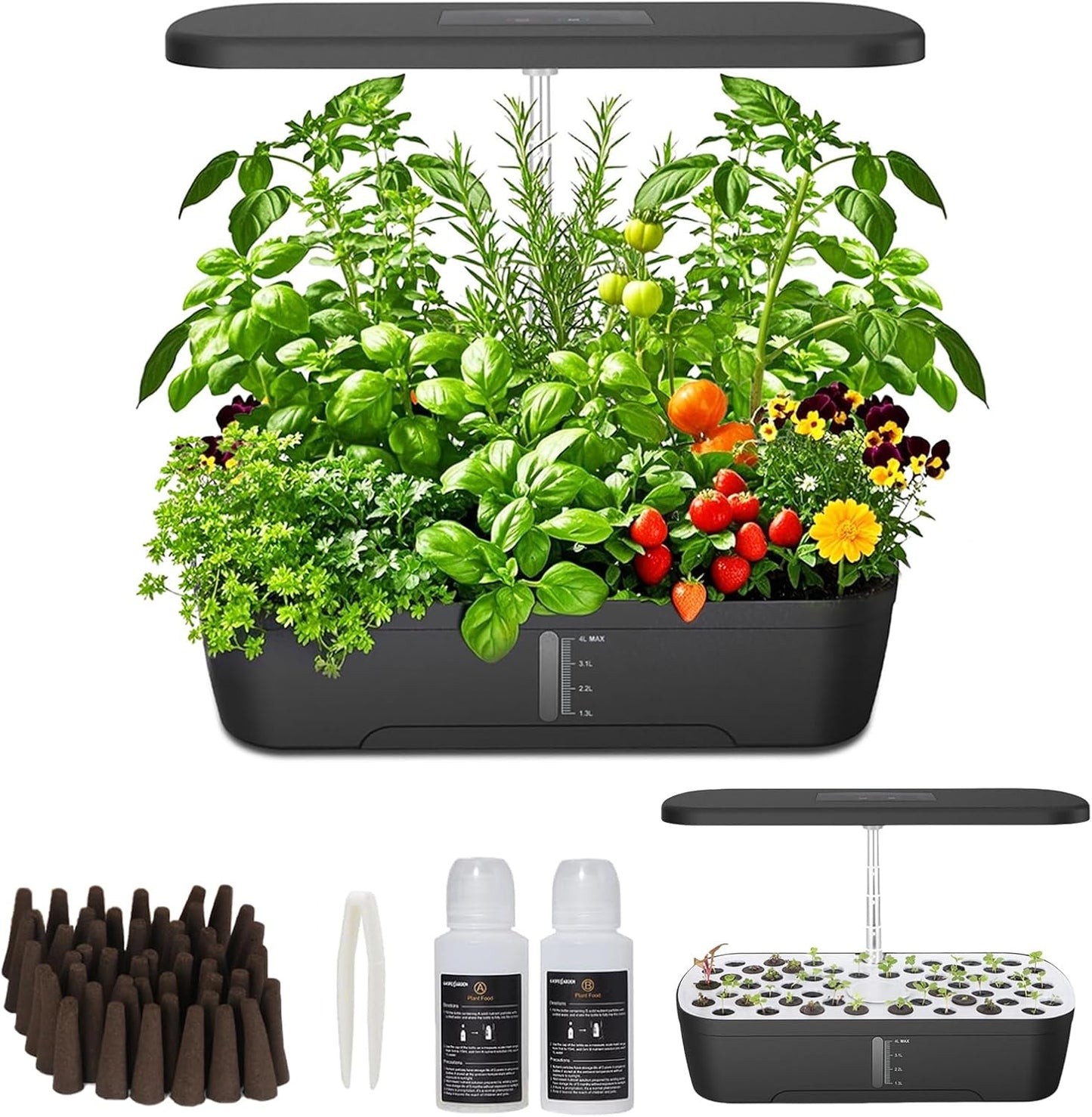 52 Pods Hydroponics Growing System Kit, Indoor Herb Garden with Smart LED Grow Light, Large Capacity Water Tank, Adjustable Height, Auto Timer & Quiet Pump for Home Kitchen Office Indoor Gardening