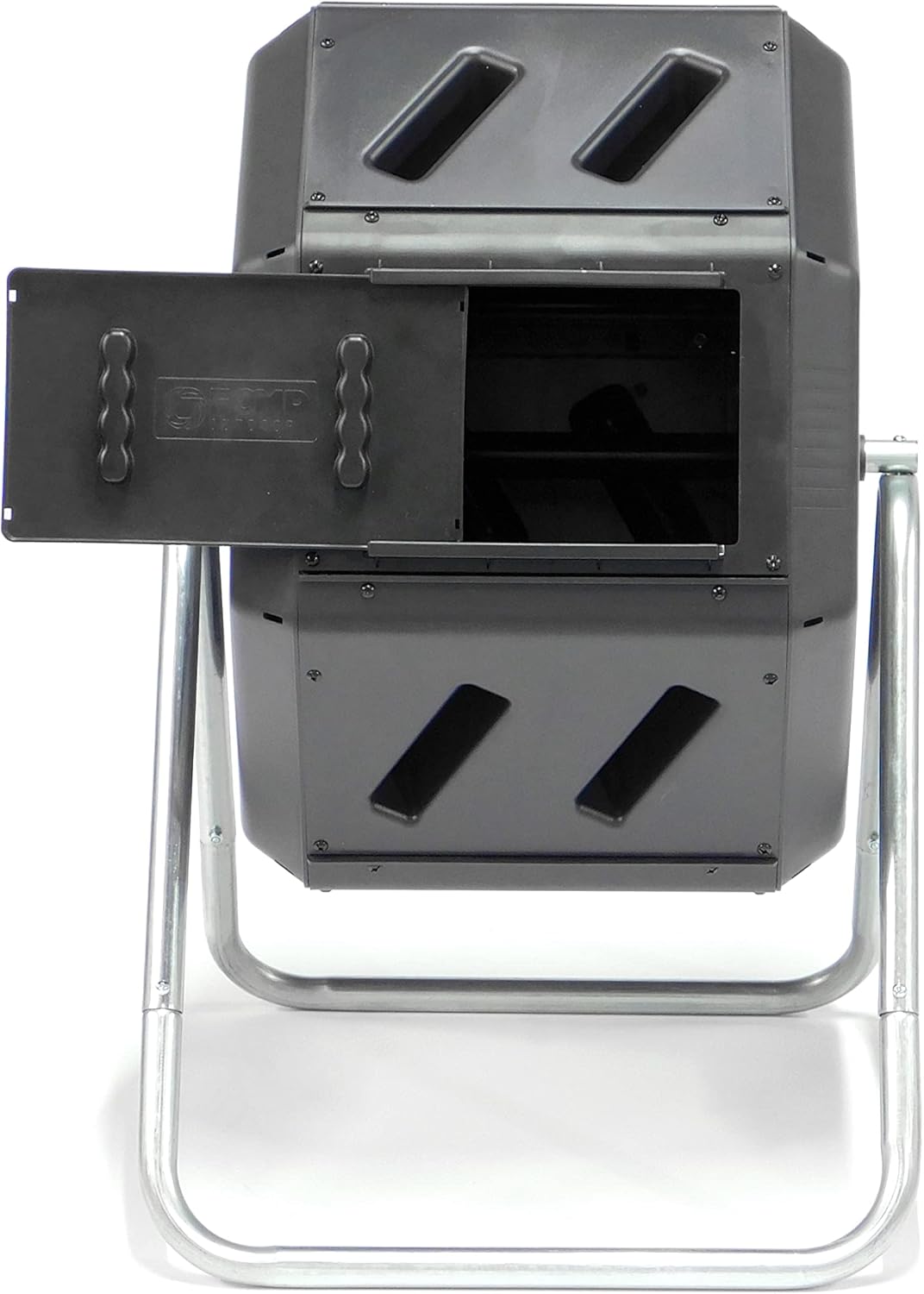 FCMP Outdoor IM2000 Tumbling Composter Canadian-Made, 100% Recycled Resin - Outdoor Rotating Compost Tumbler Bin for Garden, Kitchen, and Yard Waste, Black (22 Gallon)