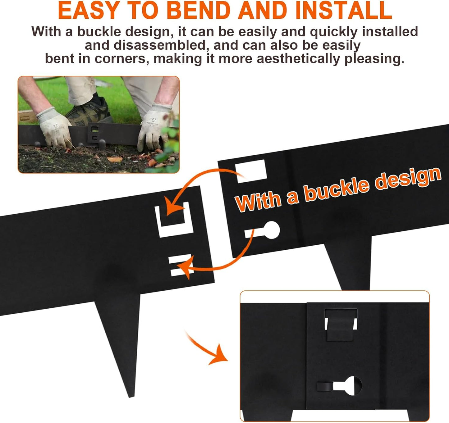 5 Pack Steel Landscape Edging,Metal Landscape Edging 40 Inch Strips, Metal Garden Edging 6 inch Depth, Steel Edging for Landscaping