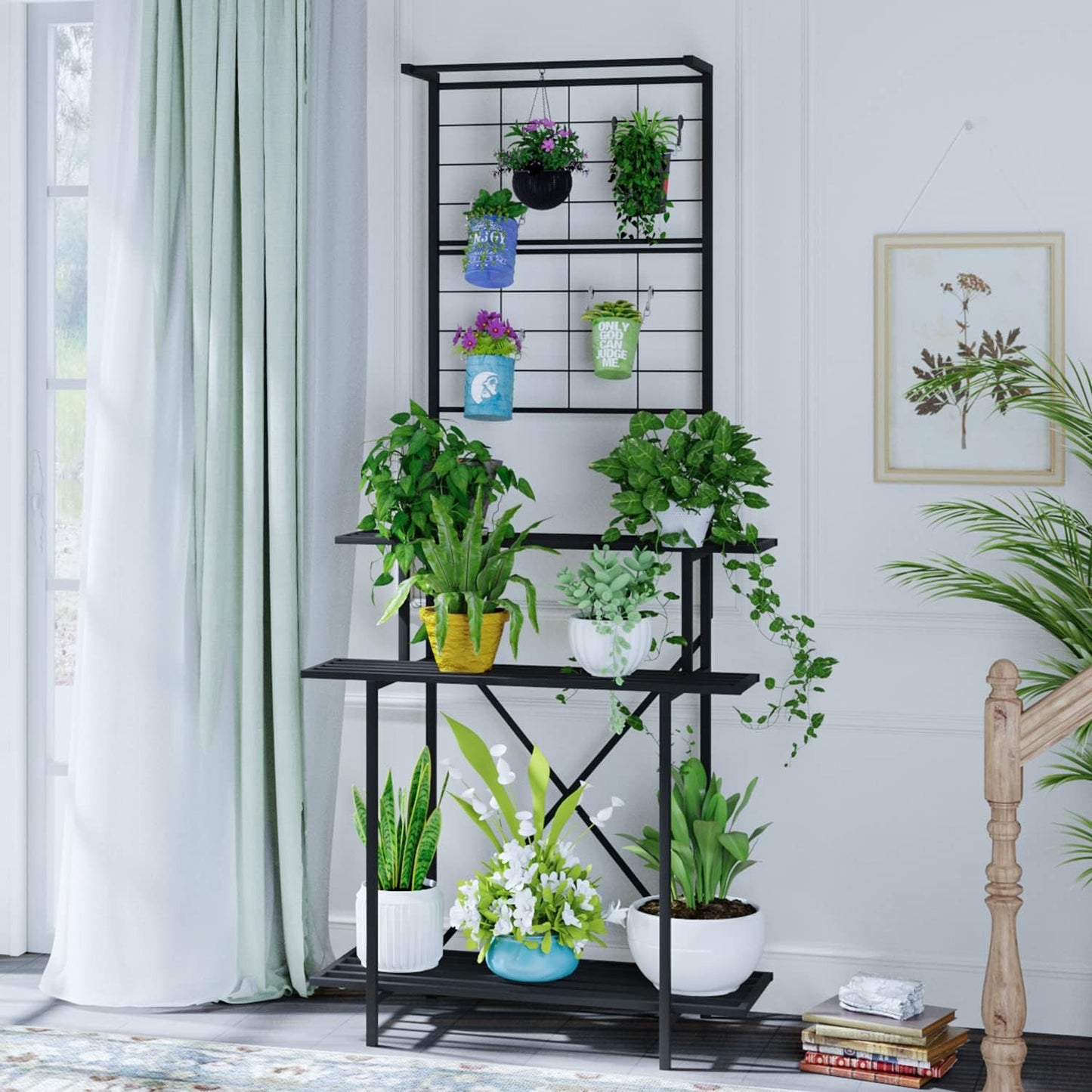Hanging Plant Pot Shelf Rack Heavy Duty Plant holder Trellis,Multi Layer Plant Stand for Home, Garden, Balcony