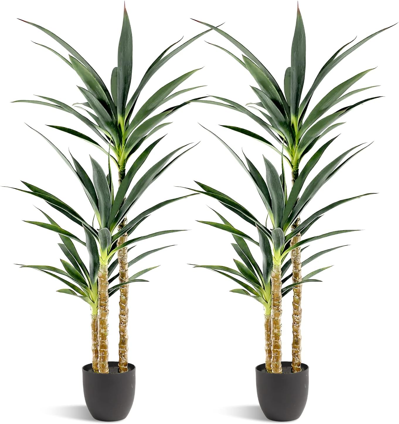 Artificial Tree 4.7Ft Faux Agave Plant with 3 Heads in Plastic Pot Fake Tree for Home Decor Indoor or Outdoor Office Decoration Housewarming Gift (4.7 Feet-2 Pack)