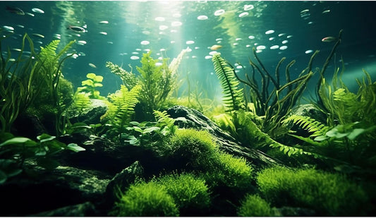 Underwater Fish Tank Background Under The Sea Aquatic Plants Aquarium Background Ocean Floor Rock Terrarium Backgrounds Tropical Fish Green Seaweeds Aquarium Backgrounds for Fish Tank Decor 72x18in
