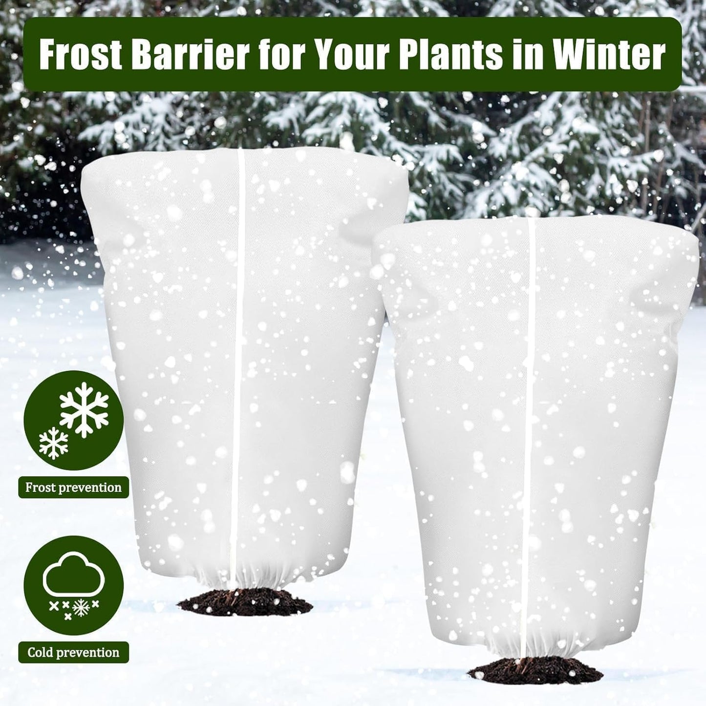 4 Pcs Plant Covers Frost Protection Bag 71" x 47" Winter Reusable Plants Jacket with Drawstring Shrub Protection Wraps Bags Frost Blanket for Winter Outdoor Garden Plants