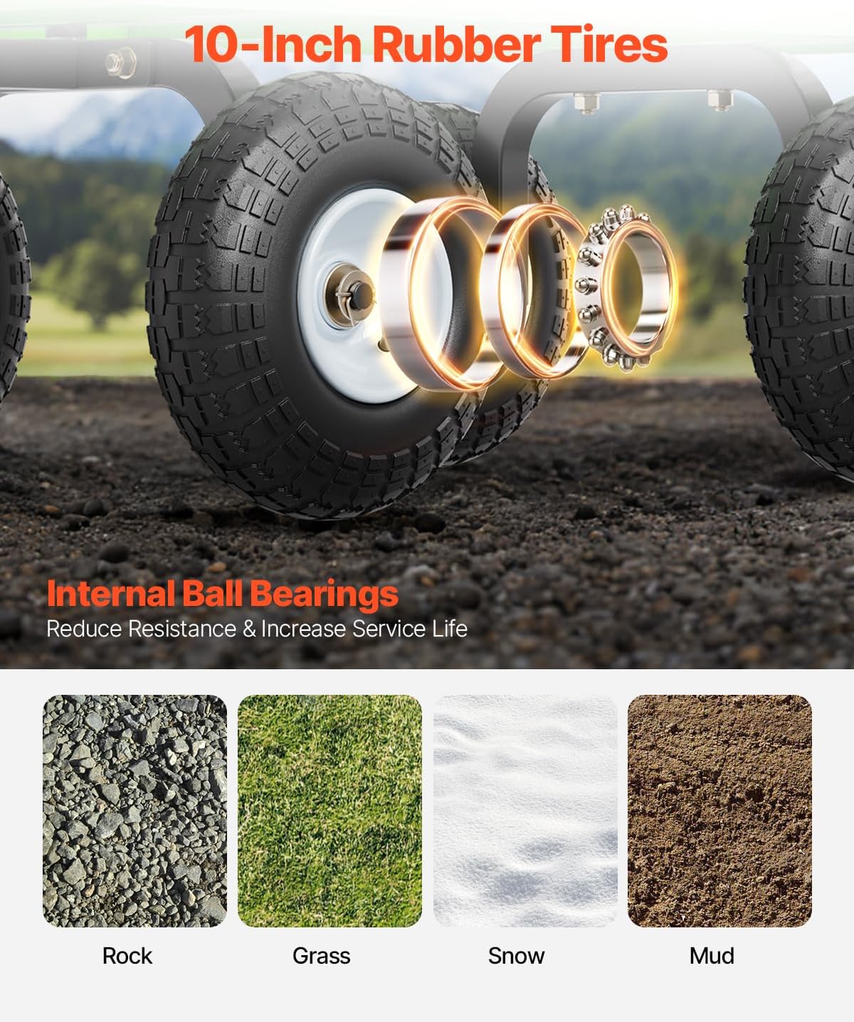 VEVOR 680 Lbs Steel Garden Cart on Wheels, Heavy Duty Garden Wagon Cart Pullable, Metal Outdoor Utility Yard Wagon Carts with 10" Tires, Mesh Removable Sides and 180°Rotating Handle