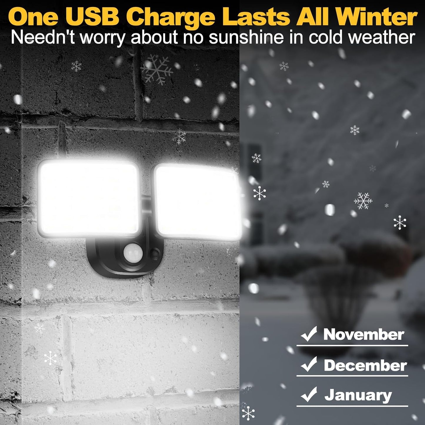 Rechargeable Battery Operated Motion Lights 2500LM & 4000LM Motion Sensor Security Lights(1-3 Months Endurance) USB Charging LED Flood Lights Outdoor for Garage Yard Entryways Patio Garden