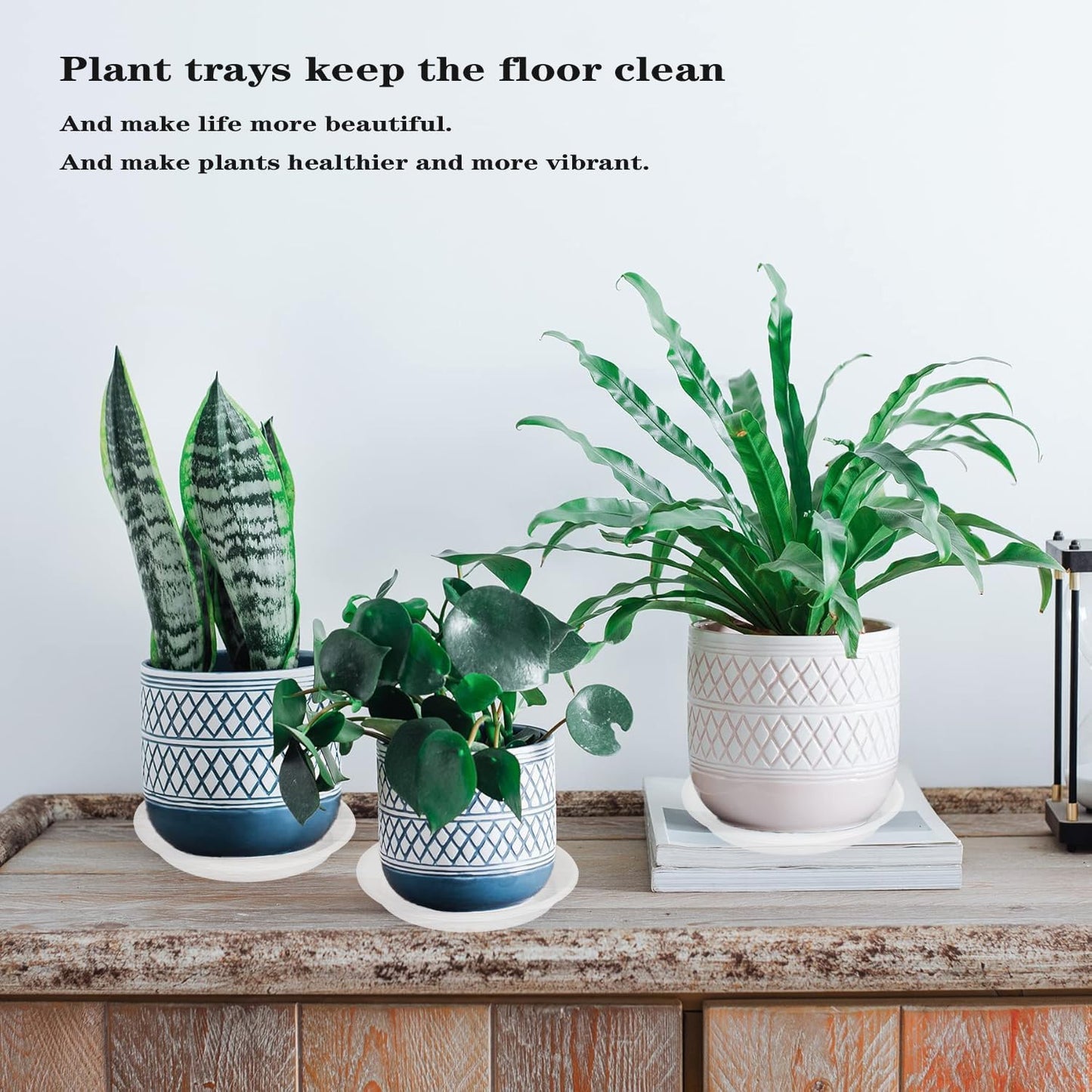 6 Pack of 12 inch Clear Plant Saucer Plant Tray, Plastic Plant Saucer 12 inch, Heavy Duty Clear Plant Tray for Pots, Plant Saucers for Indoors Planter, Garden Water Plate Bowls 10"/11"/12"