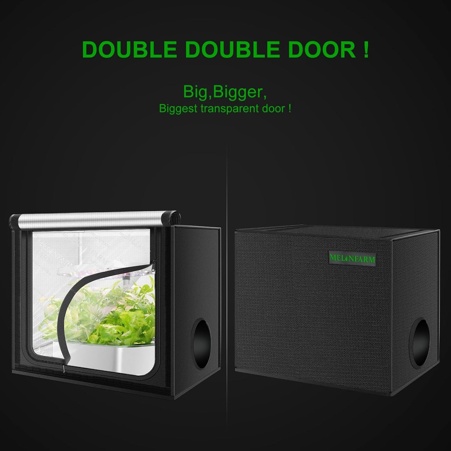 MELONFARM 24"x16"x20" Grow Tent, Double Transparent Viewing Door Indoor Grow Tent, Growing Tent with High Reflective Mylar & Floor Tray, Plant Tent for Indoor Hydroponics Growing
