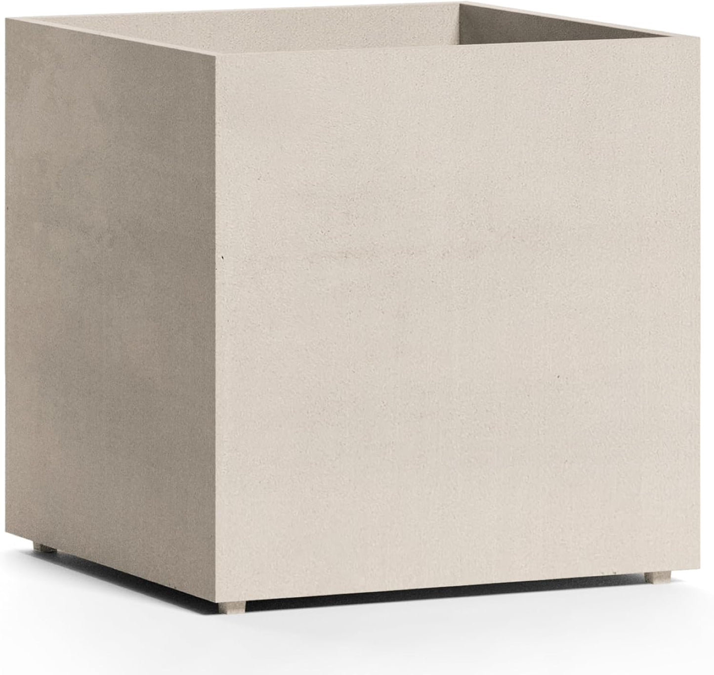 Reglito Cube Planter – Fiberglass Indoor/Outdoor and Weather-Resistant Large Planter (Sand Stone, 19.7" L x 19.7" W x 20.3" H)