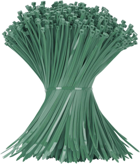 12 Inch Zip Ties Garden Green 1000 PCS, 50 Lbs- Heavy Duty Tensile Strength, Nylon PA66 UV Resistant Cable Ties for Indoor and Outdoor Use - Ideal for object bundling and fastening