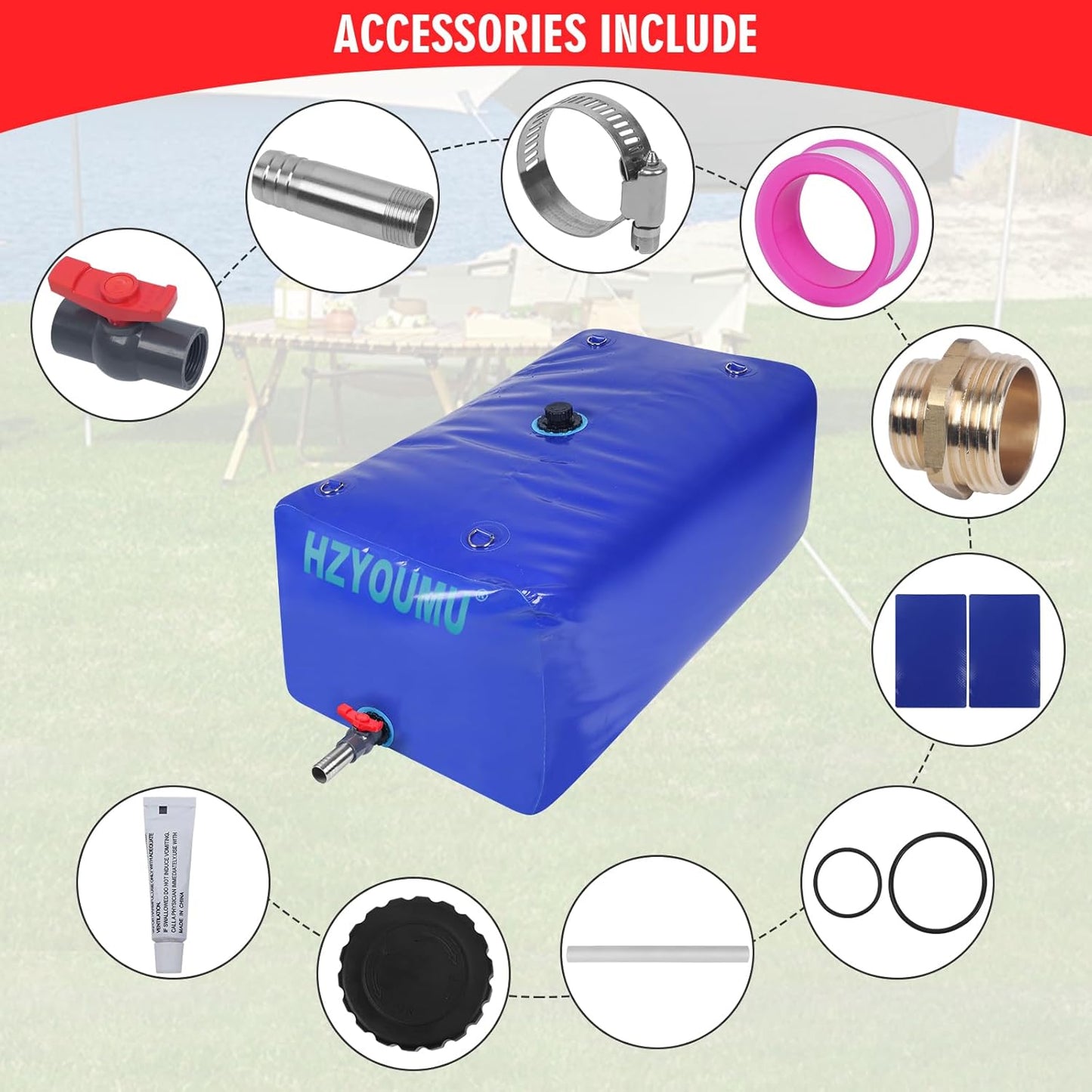 Water Tank 500L/130G Water Bladder Storage Container Foldable Portable Large Capacity Soft Bag Suitable for Outdoor Easy to Carry Out