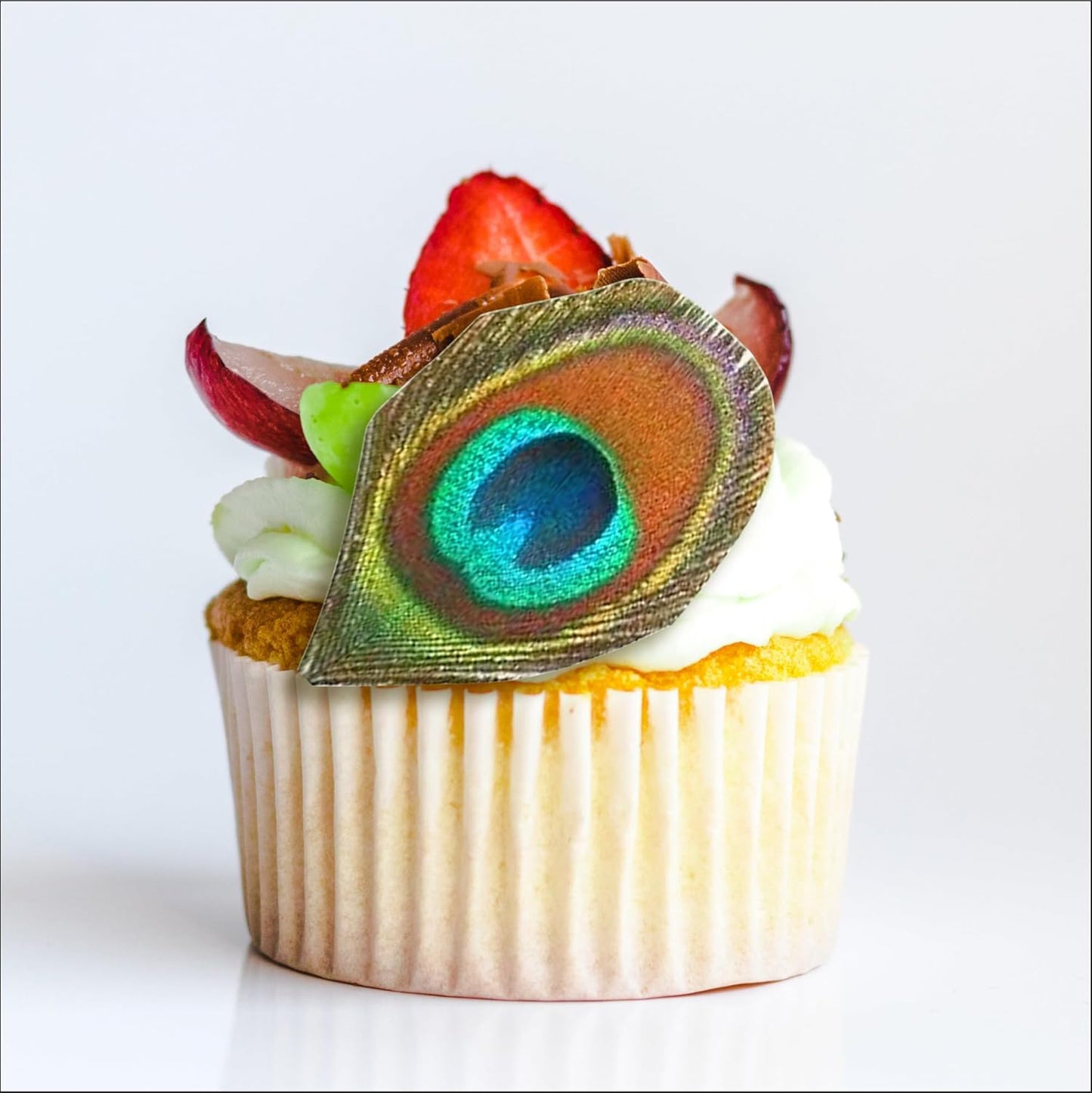 Edible Peacock Feathers - Set of 12 - Cake Decorations, Cupcake Topper